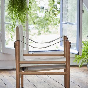 Fauteuil en bois cuir et lin compact temps libre F1 L'INATELIER Nantes