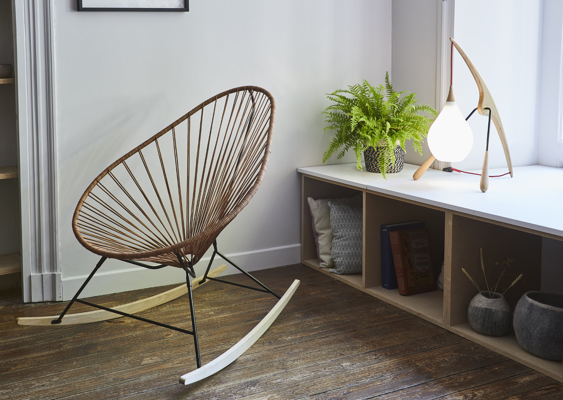 Fauteuil ACAPULCO à bascule - cuir et bois – Image 5