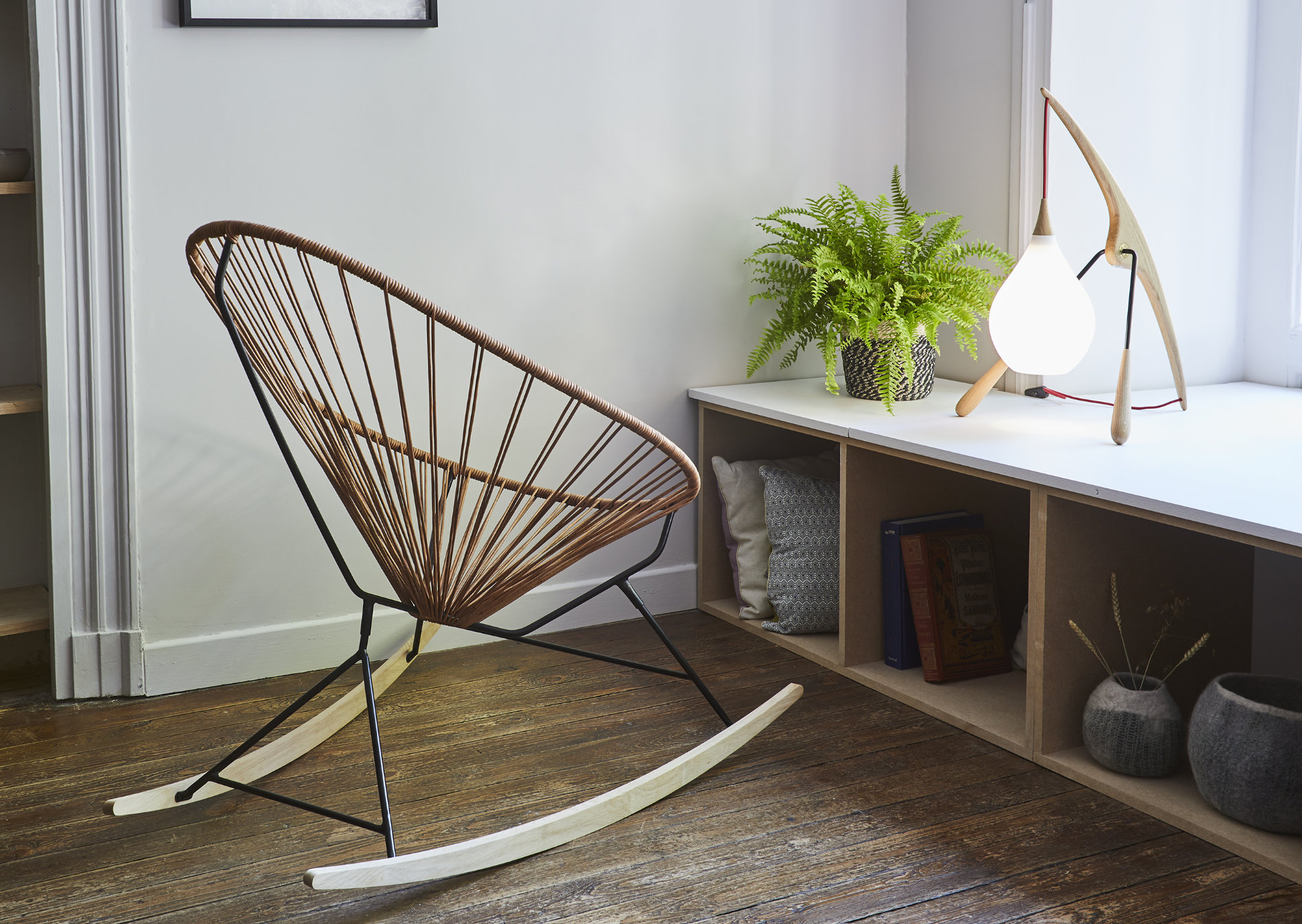 Fauteuil ACAPULCO à bascule - cuir et bois – Image 3