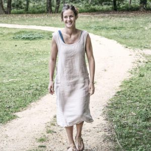 Tablier de Li en lin naturel Gris perle