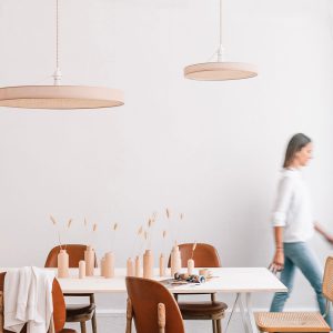 suspension cannage Eclipse : Suspension Eclipse 80 et eclipse 50, luminaire cannage An°So Design L'Inatelier Nantes Déco Design et Artisanat français