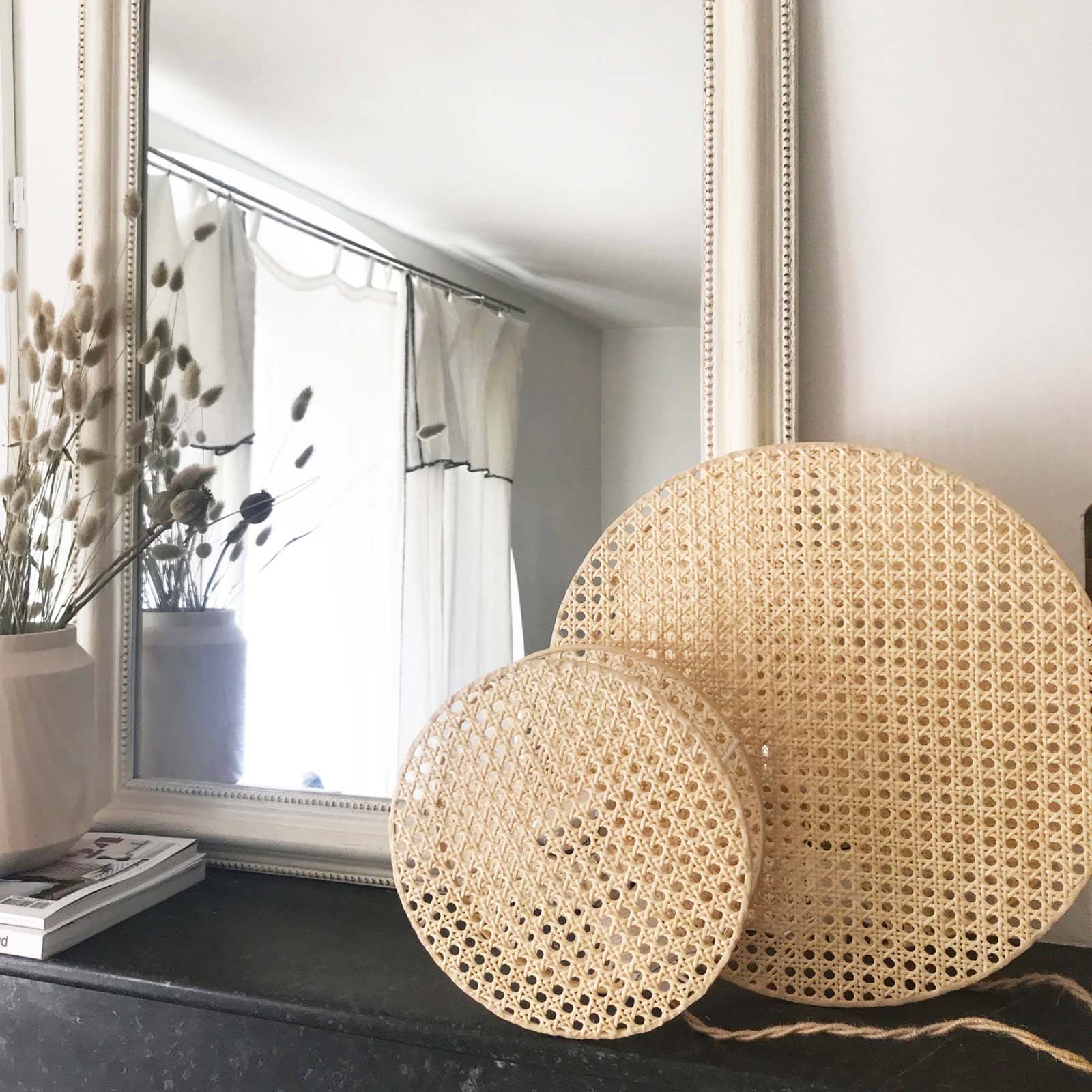 lampe applique MOON_grand et petit modèle_An°so design_Anne-Sophie Boucard_L'Inatelier_Nantes_Luminaire_cannage_naturel bohème_design contemporain_lot de 2