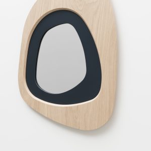 Miroir Galet Drugeot Manufacture_L'Inatelier_Bois massif_chêne_frêne_couleurs_personnalisable_naturel_graphique_chambre_salon_bleu nuit_profondeur_made in france_Nantes_Anjou_artisanat français_handmade_déco_décoration_home_vue 2