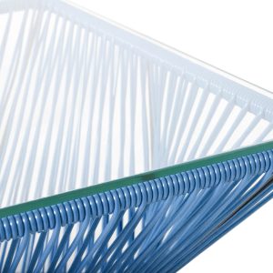 table basse rectangulaire exterieur Vercruz Boqa_salon de jardin_design_pvc_tressage polyvinyl_terrasse_balcon_picsince_été_mobilier ext_couleur_personnalisable_plateau en verre_made in France_L'Inatelier_Nantes_boutique déco_artisanat français_détail_Bleu nuit