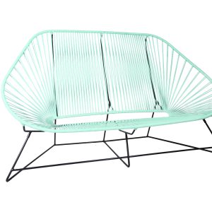 canapé 3 places Acapulco exterieur polyvinyl terrasse_boqa_L'Inatelier_couleurs_été_jardin_design_mobilier exterieur_nantes_structure blanche_face vert d'eau