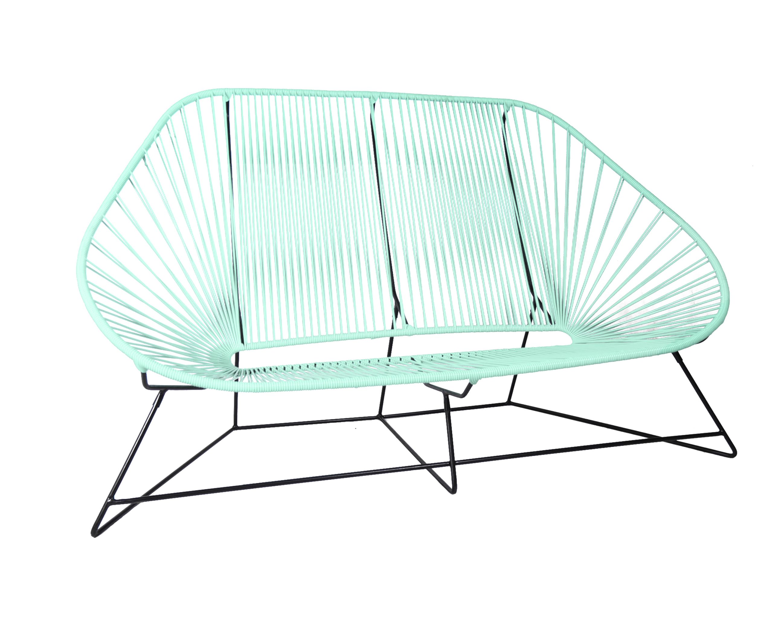 canapé 3 places Acapulco exterieur polyvinyl terrasse_boqa_L'Inatelier_couleurs_été_jardin_design_mobilier exterieur_nantes_structure blanche_face vert d'eau