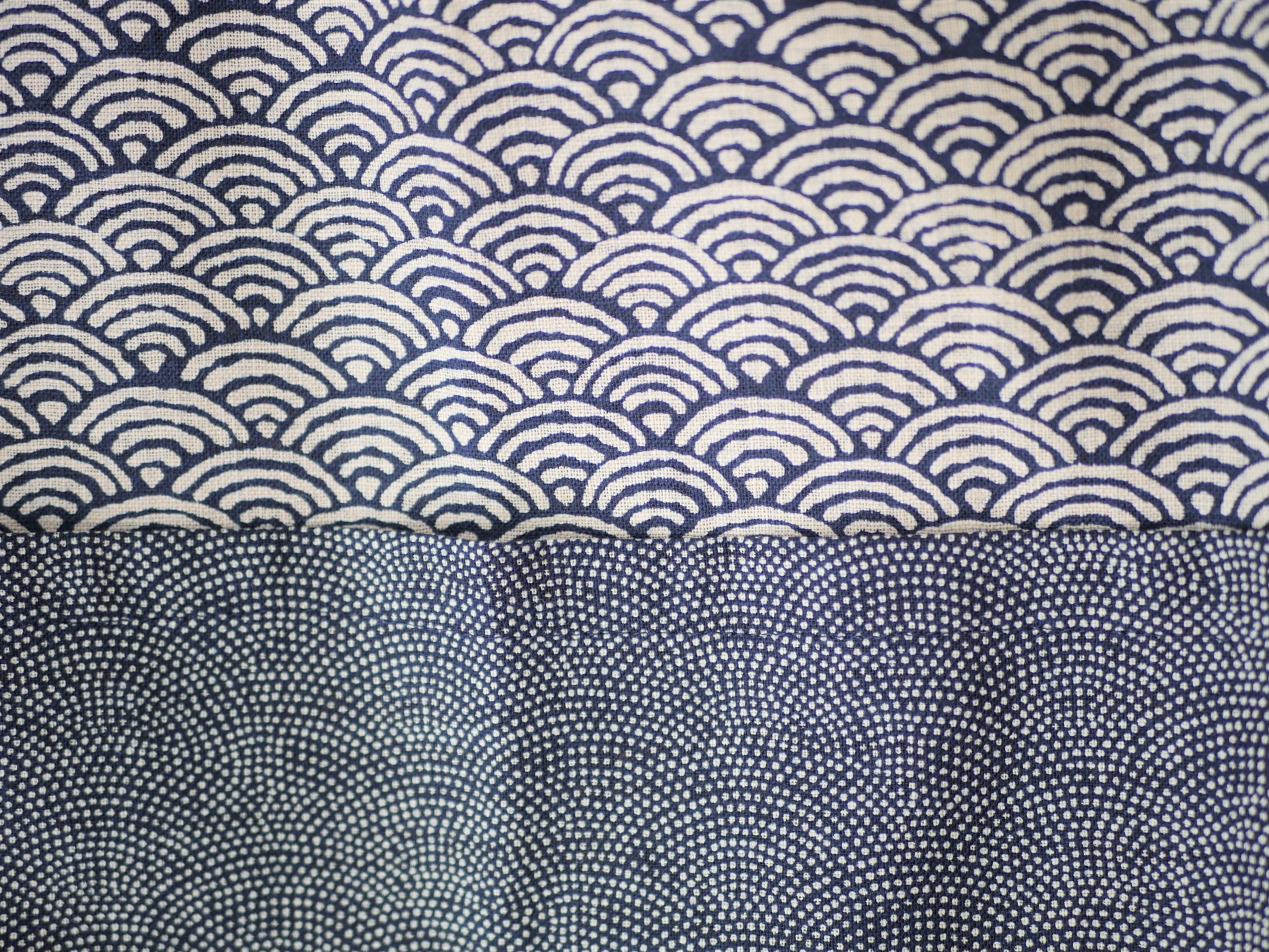 Tablier Japonais en coton_Heloise Levieux_L'INATELIER_Nantes_linge de maison_cuisine_décoration_motif japonais_arc_détail motif tissu