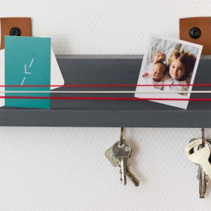 Porte clés mural béton et cuir aimanté