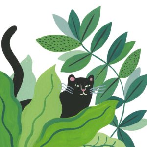 livre enfant_edition jeunesse_maison_Eliza_Couverture-Petits-et-grands-de-la-jungle-Agathe singer_illustratrice_l'inatelier_nantes_made in france_ dès 6 mois_livre bébé_graphique_couleurs_apprentissage_cartonné_550x550_détail illustration_panthère noire