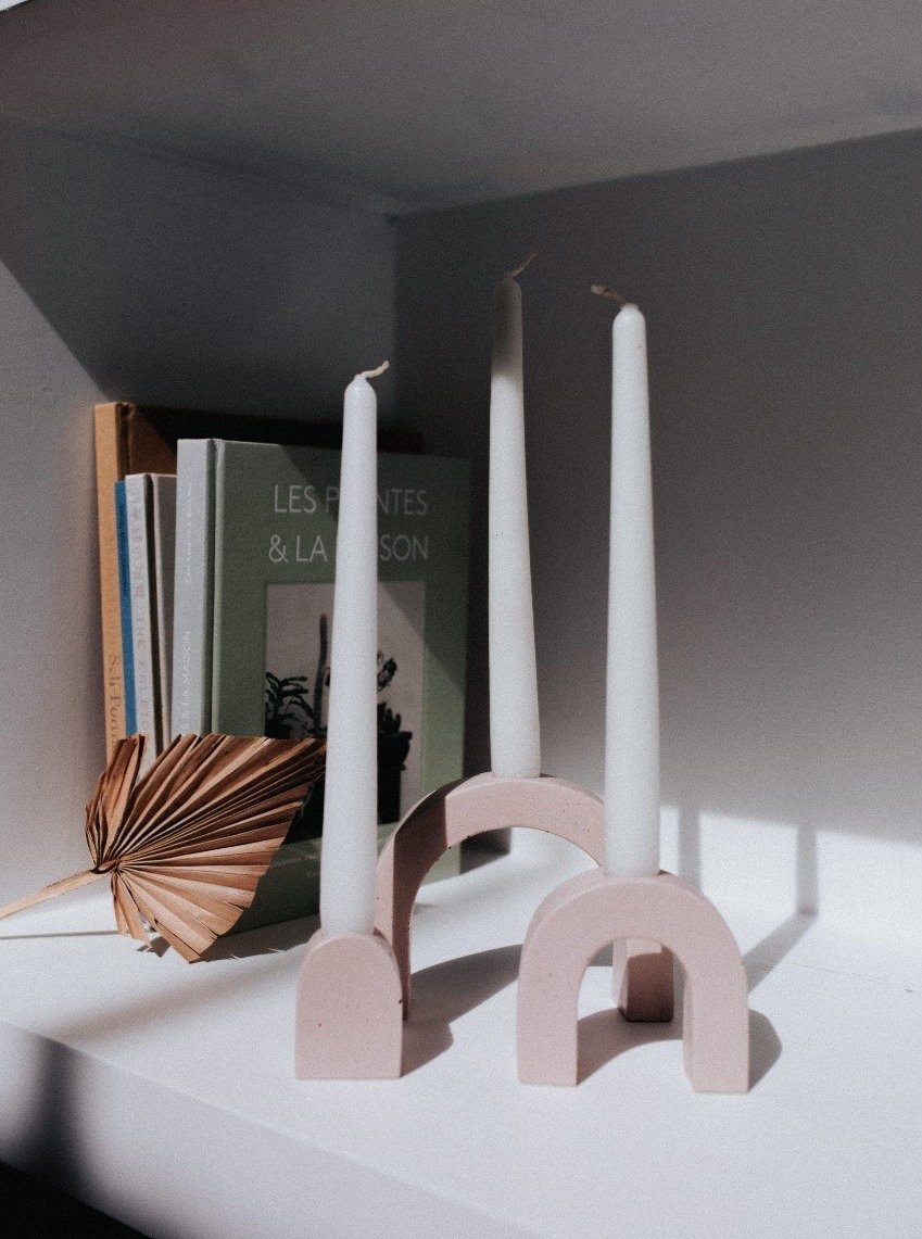 bougeoir en beton zuri gigi rose