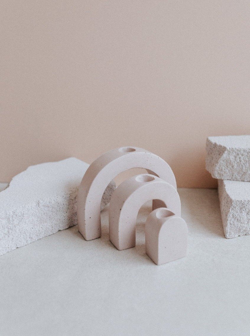 bougeoir en beton zuri gigi rose