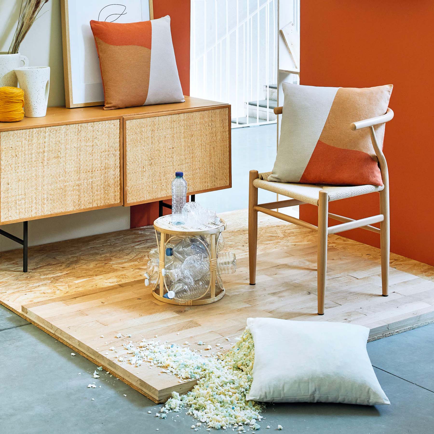 coussin tissu recyclé rouge arizona INNT-L'INATELIER-recto