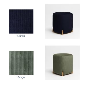 Pouf en velours côtelé & bois - Muaje