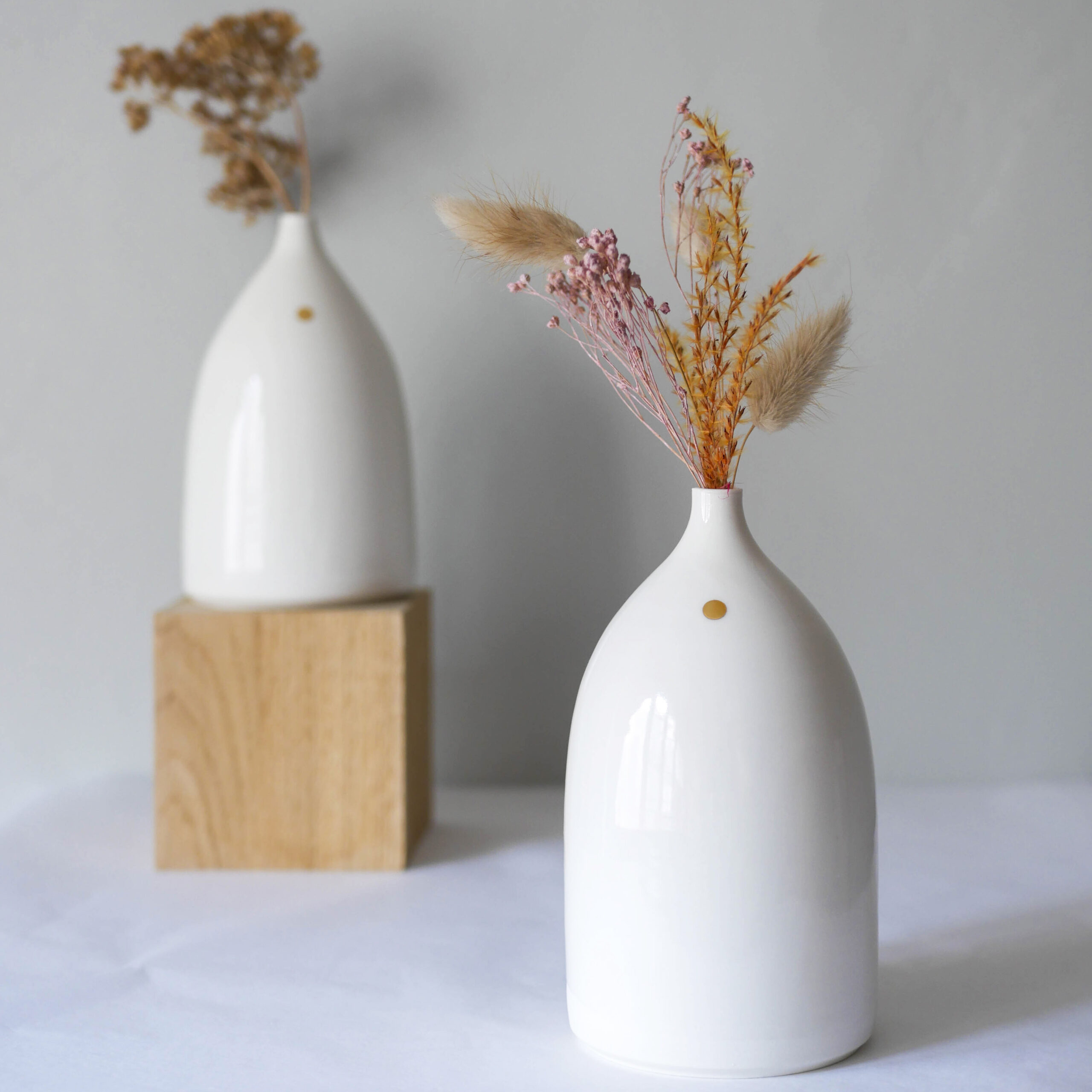 soliflore en porcelaine blanc_ &_Or_ambre_ceramique_l'inatelier_5