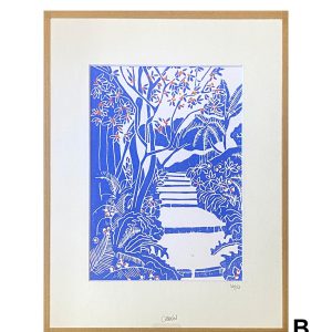 Linogravure-jardin-fleuri-30x40