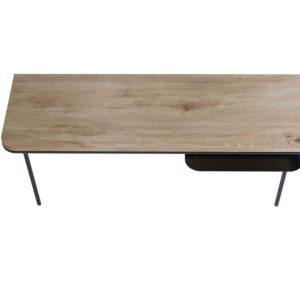 Bureau console bois et métal - KNGB- Chêne-déco-fabrication française-vue dessus -plateau