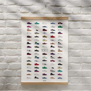 Affiche-les-baskets-memory-sneakers-50x70cm-made-in-france-nantes-déco-poster-pant-accrocheé au mur