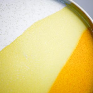 Assiette-dessert-grès-jaune-céramique-bleu