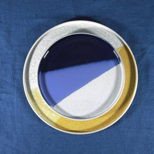 Assiette-jaune-grès-céramique