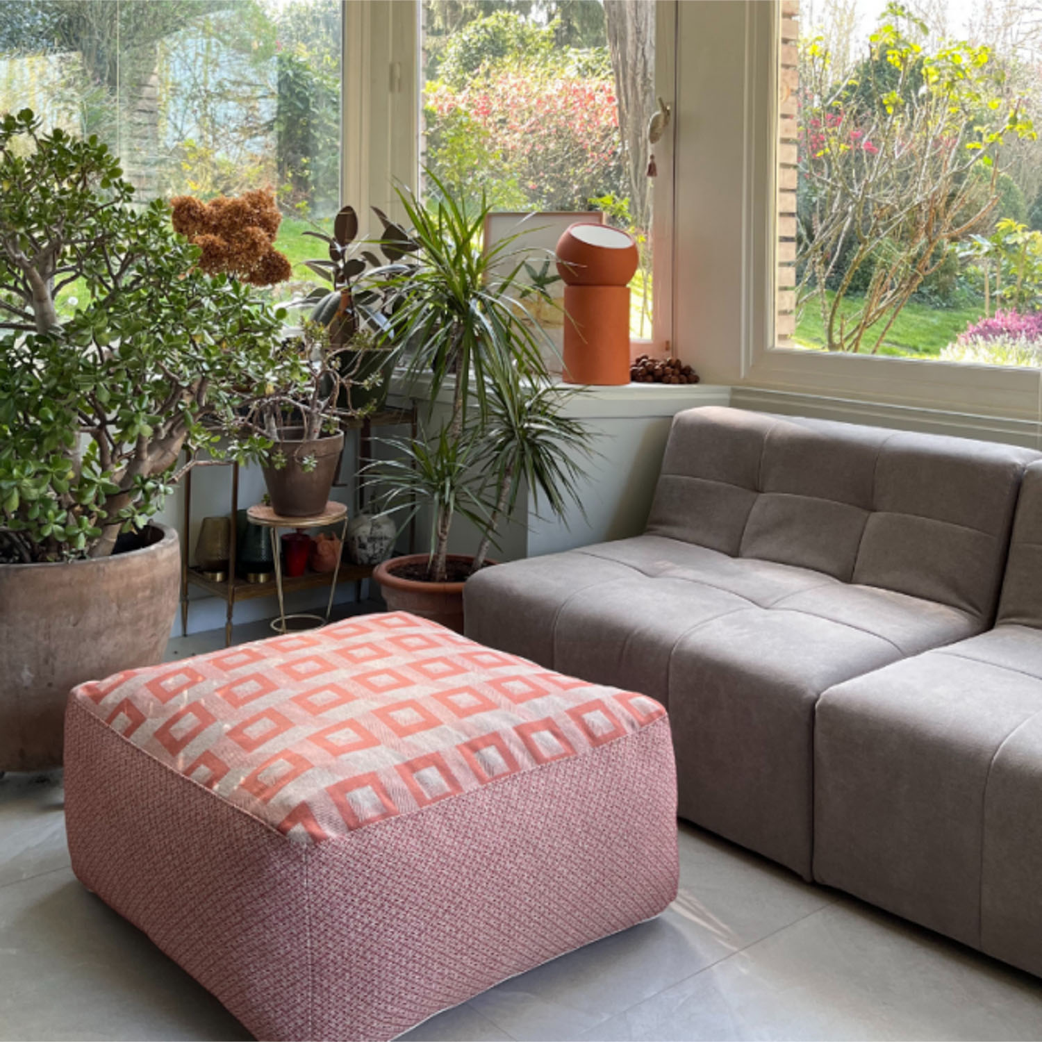 pouf tissu recyclé made in france linatelier