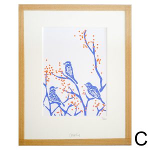 linogravure oiseaux perchés-morgane chouin linatelier
