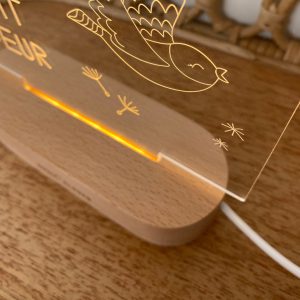 Veilleuse oiseau en bois