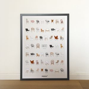 Affiche_chaise_design_icone_memory_jeu de mémoire_50x70_imprimé en France_Papier recyclé_décoration_L'Inatelier_Nantes_cuisine