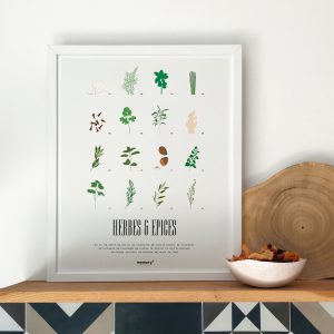 Affiche_herbes et epices_ goût_40x50_imprimé en France_Papier recyclé_décoration_L'Inatelier_Nantes_cuisine