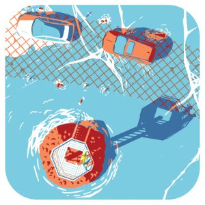 Affiche-Noirmoutier_Atelier_Lugus_plongeoir_sérgraphie_série limitée_décoration_art_tableau_intérieur_nantes_made-in-france_bon-secours_cadre_idée-cadeau_géographie_gps_vue-du-ciel