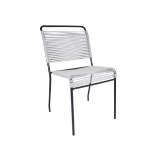 Chaise de jardin BOQA_doline_tressage PVC_made in france_couleurs_empilable_gris silex