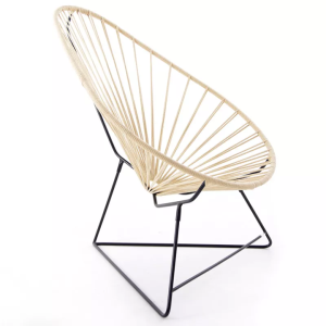 Fauteuil acapulco exterieur corde acrylique beige boqa design structure noire intérieur 3-4 avant