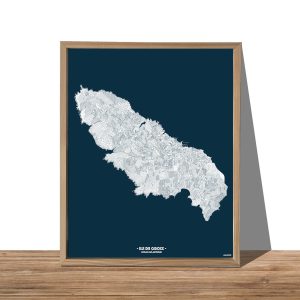 Affiche Augustin-bleu et blanc-Ile de Groix-Morbihan -Bretagne-mer-plage-déco-Linatelier- avec cadre