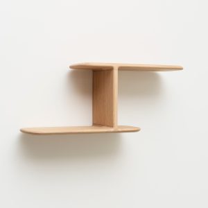 Etagere-Double-Teheme -Bois massif-chêne-fabrication-française-Drugeot-L'INATELIER-vue 3_4-Carrée