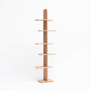 Grande étagère-en-hauteur-Bibliothèque Teheme-Bois-chene massif-détail étagère -carrée